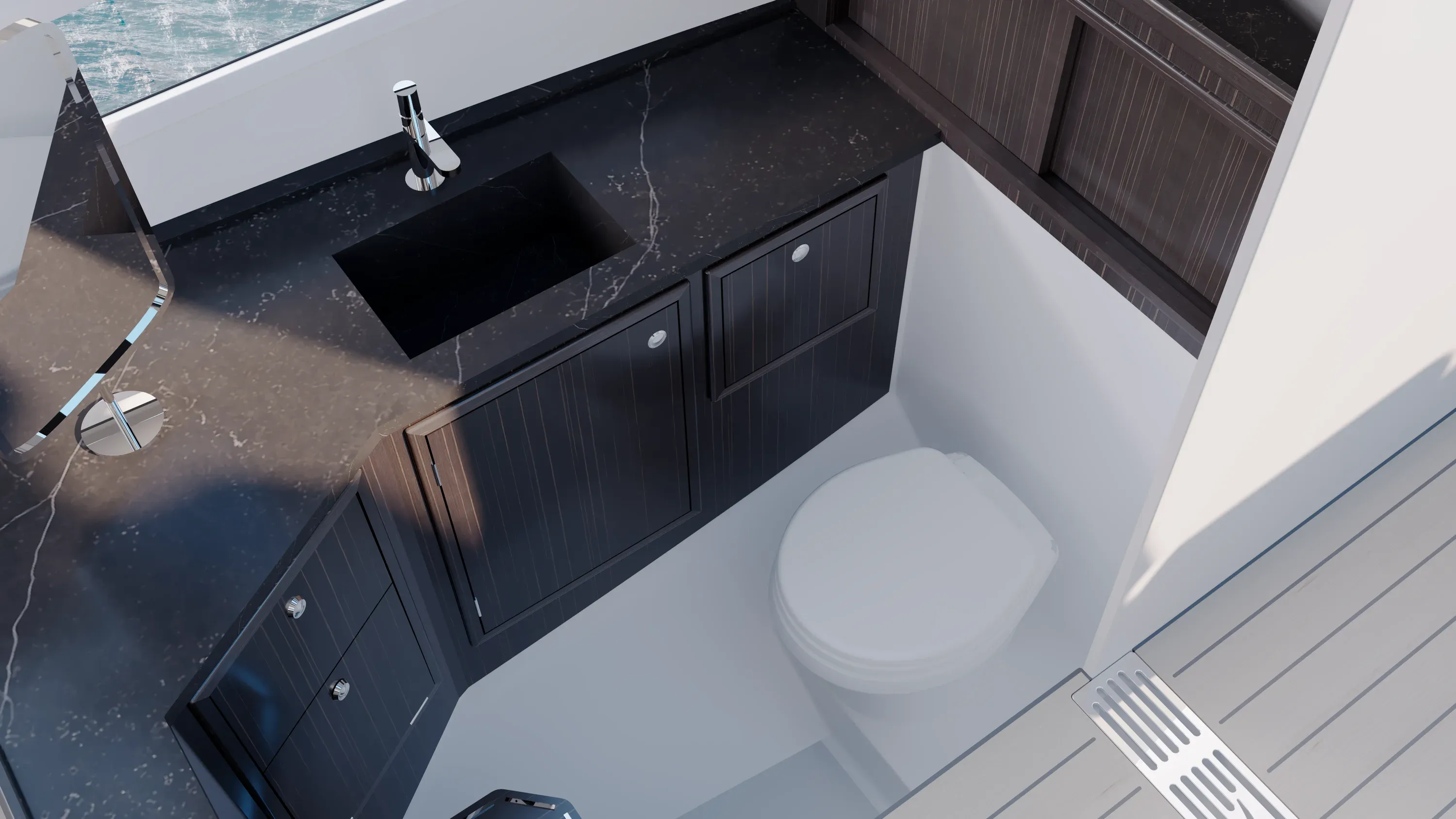 MJM 38V enclosed head with premium finishes, thoughtful storage and natural light.